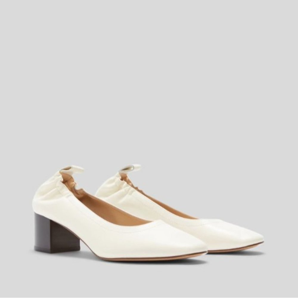 Everlane Cream Leather Block Heel Pumps